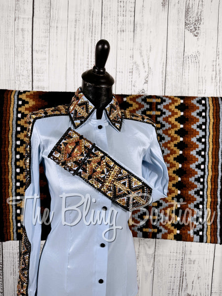 Ice Blue, Copper, Tan & Black Day Shirt Set (Small)