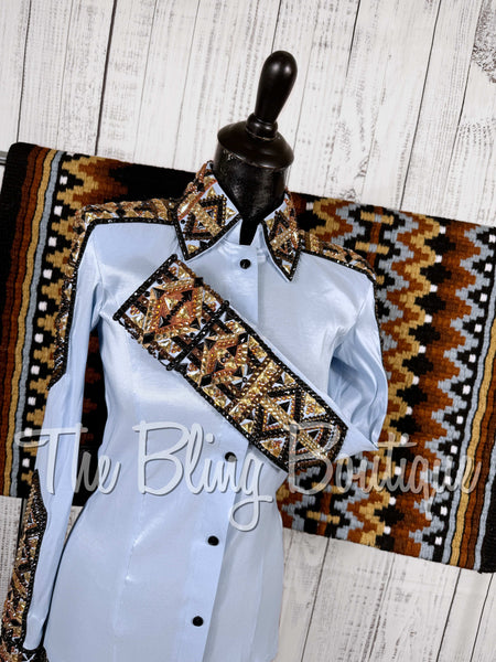 Ice Blue, Copper, Tan & Black Day Shirt Set (Small)