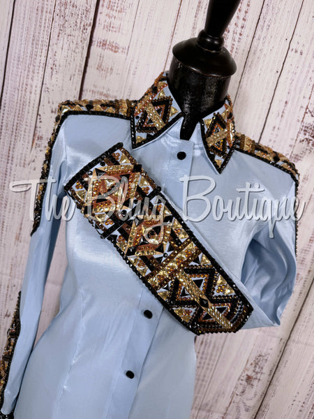 Ice Blue, Copper, Tan & Black Day Shirt Set (Small)