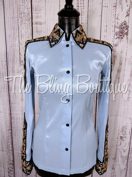 Ice Blue, Copper, Tan & Black Day Shirt Set (Small)