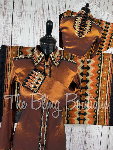 Rust, Black & Tan Day Shirt Set (XS/S)