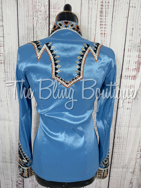 Cornflower Blue, Copper, Tan, Black & White Day Shirt Set (Small)