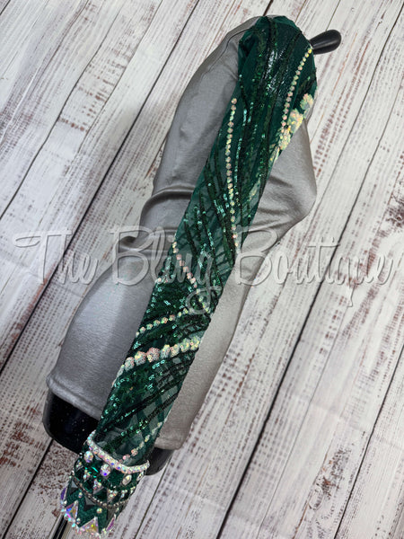 Grey & Hunter Green Day Shirt Set With Lace Sleeves (S)