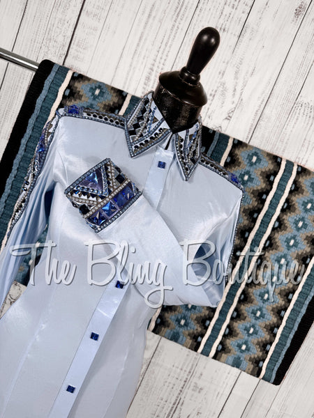 Ice Blue, Dark Blue & Grey Day Shirt Set (Small)