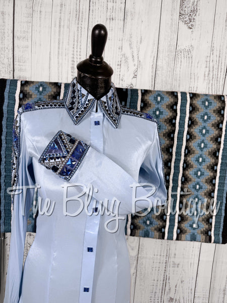 RE-ORDER Ice Blue, Dark Blue & Grey Day Shirt Set (Choose Your Size)