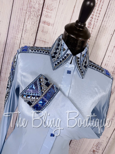 Ice Blue, Dark Blue & Grey Day Shirt Set (Small)