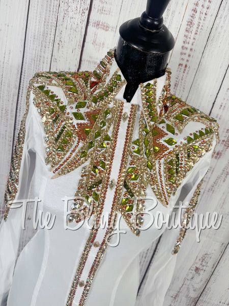 RE-ORDER White, Olive Green & Copper Day Shirt Set (Choose Your Size)