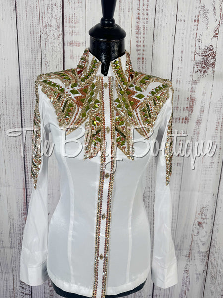RE-ORDER White, Olive Green & Copper Day Shirt Set (Choose Your Size)