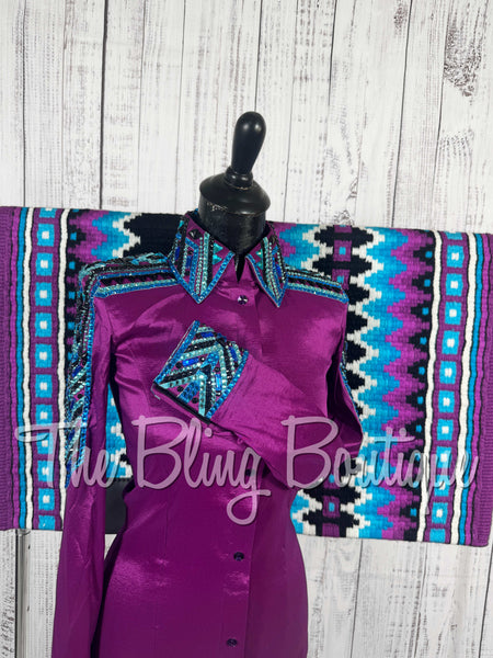 Grape, Turquoise & Black Day Shirt Set (Small)