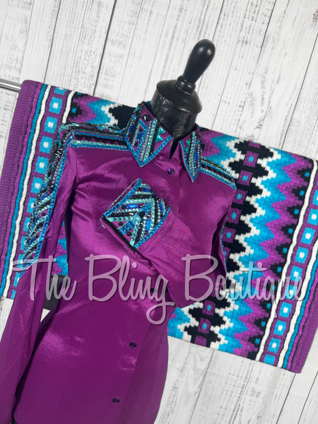 Grape, Turquoise & Black Day Shirt Set (Small)