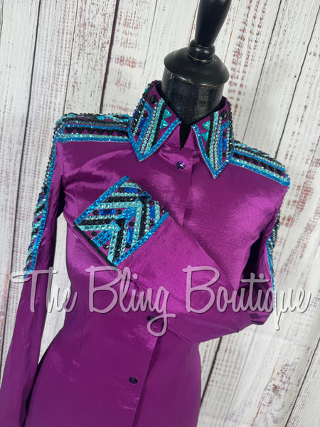 Grape, Turquoise & Black Day Shirt Set (Small)