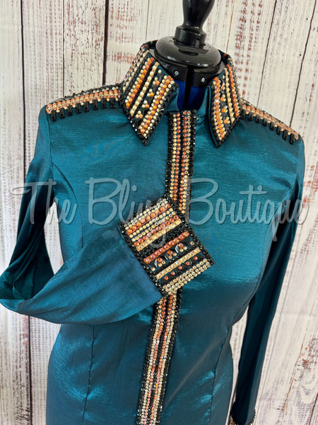 Ocean Teal, Rust & Tan Day Shirt Set (L)