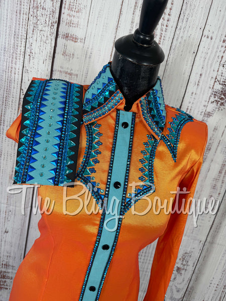 Orange, Turquoise & Black Day Shirt Set (Small)