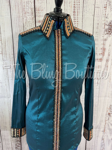 Ocean Teal, Rust & Tan Day Shirt Set (L)