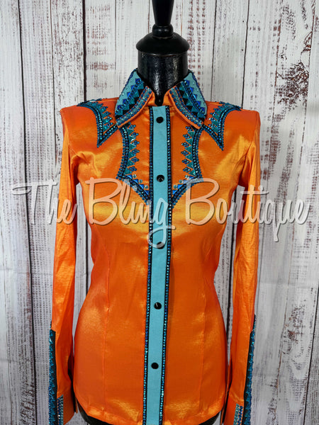 Orange, Turquoise & Black Day Shirt Set (Small)
