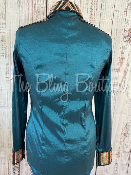 Ocean Teal, Rust & Tan Day Shirt Set (L)