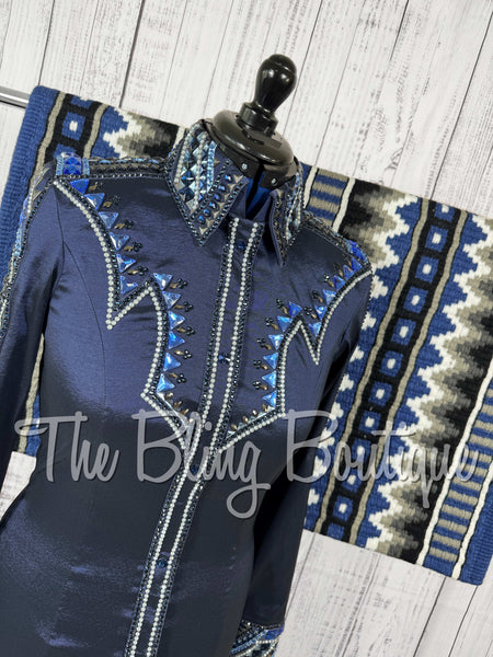 Navy Blue & Grey Day Shirt Set (Medium)