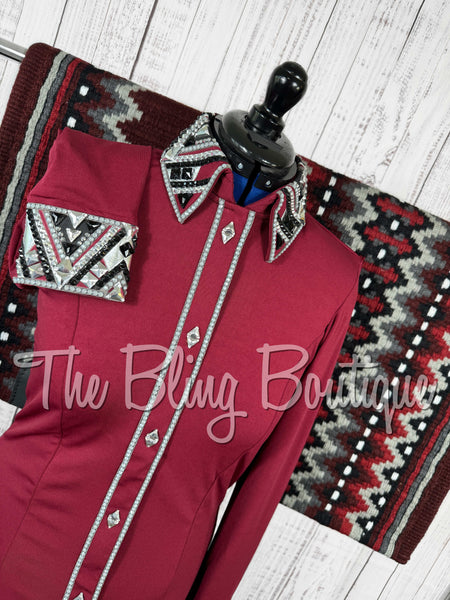 Burgundy, Grey, Black & White Day Shirt Set (Large)