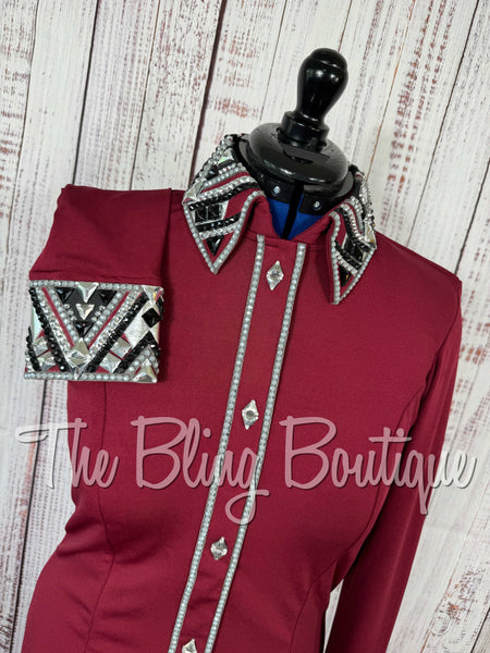 Burgundy, Grey, Black & White Day Shirt Set (Large)