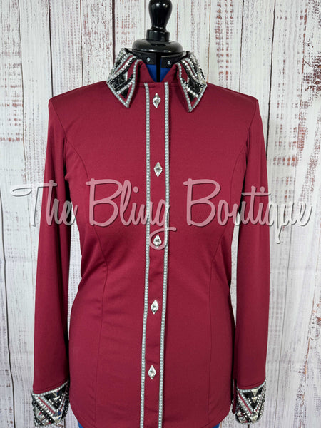 Burgundy, Grey, Black & White Day Shirt Set (Large)