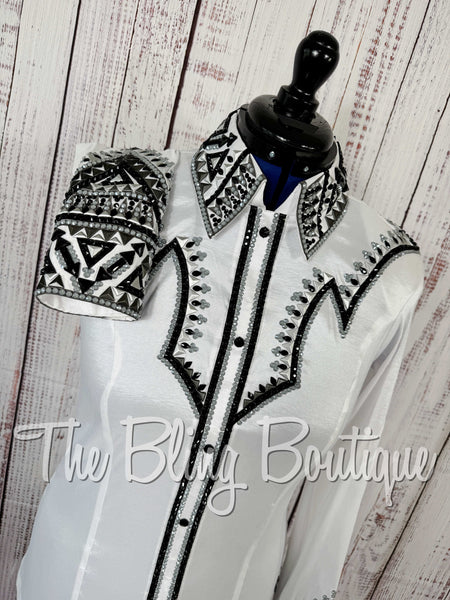 White, Black & Grey Day Shirt Set (Large)