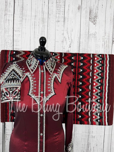 Burgundy, Grey, Black & White Day Shirt Set (Large)