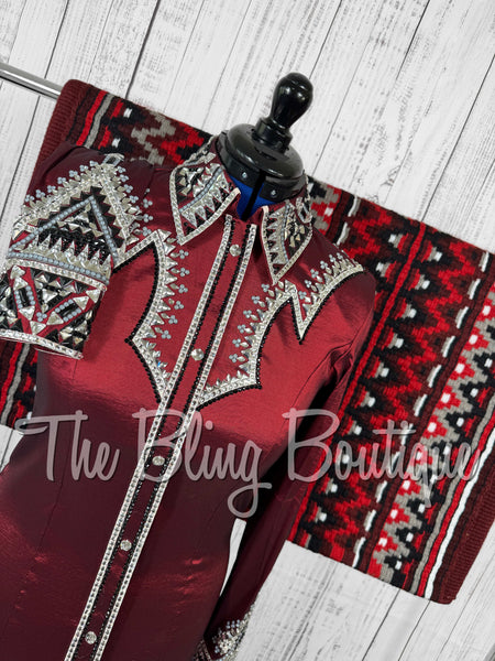Burgundy, Grey, Black & White Day Shirt Set (Large)