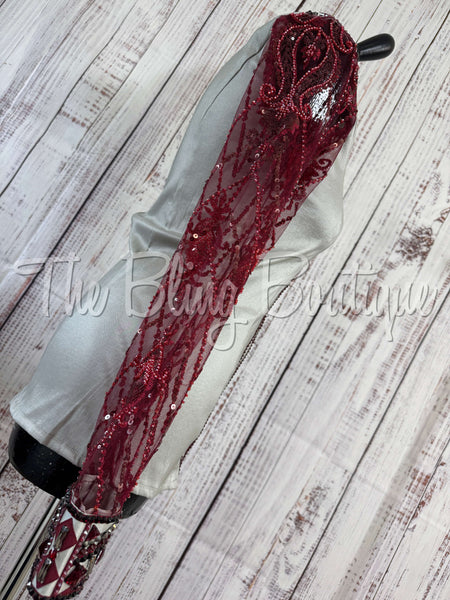 Light Grey & Burgundy Day Shirt Set With Lace Sleeves (S)