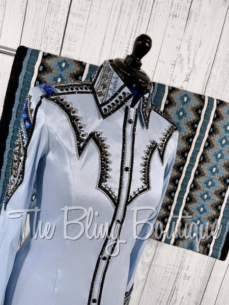 Ice Blue, Grey & Black Day Shirt Set (Large)