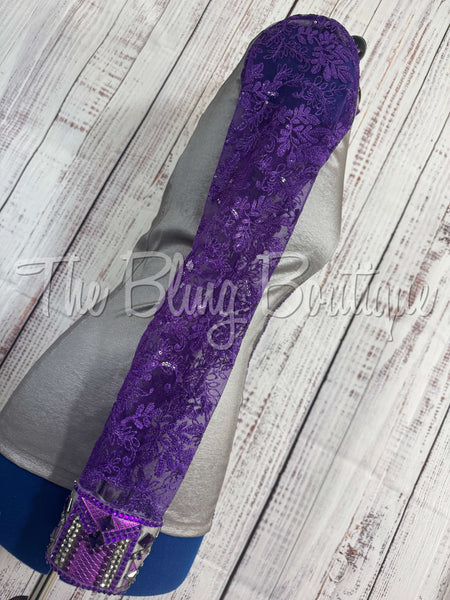 Grey & Purple Day Shirt Set With Lace Sleeves (M)