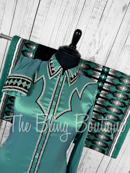Soft Green, Black & White Day Shirt Set (XL)