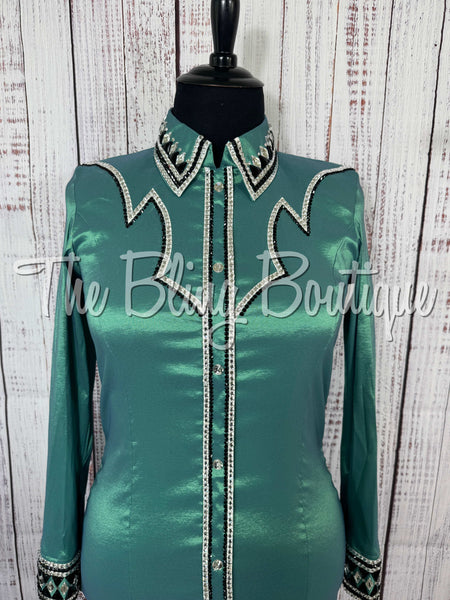Soft Green, Black & White Day Shirt Set (XL)