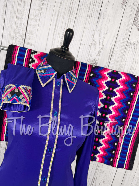 Vibrant Royal Purple, Blue & Hot Pink Day Shirt Set (XL)