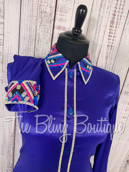 Vibrant Royal Purple, Blue & Hot Pink Day Shirt Set (XL)