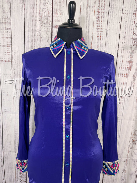 Vibrant Royal Purple, Blue & Hot Pink Day Shirt Set (XL)