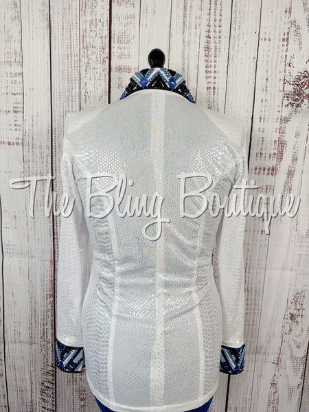 Iridescent White, Blue, Black & Baby Blue Day Shirt Set (Medium)