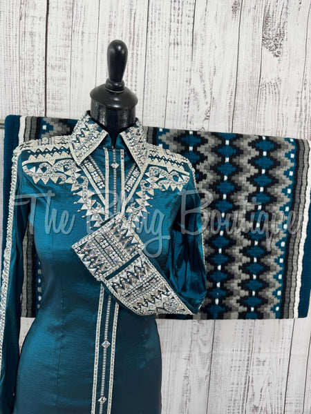 RE-ORDER Ocean Teal & Grey Day Shirt Set (Choose Your Size)