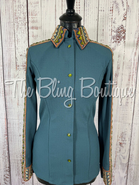 Ocean Blue, Copper, Green & Tan Day Shirt Set (Small)