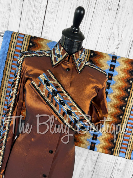Rust, Periwinkle, Tan & Black Day Shirt Set (XS/S)