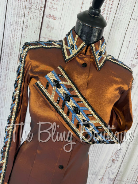 Rust, Periwinkle, Tan & Black Day Shirt Set (XS/S)