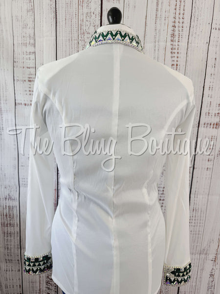 White & Emerald Green Day Shirt Set (L)