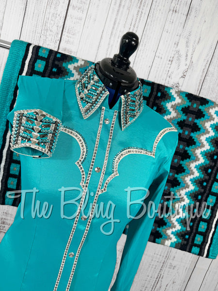 Teal, Gunmetal & White Day Shirt Set (Large)