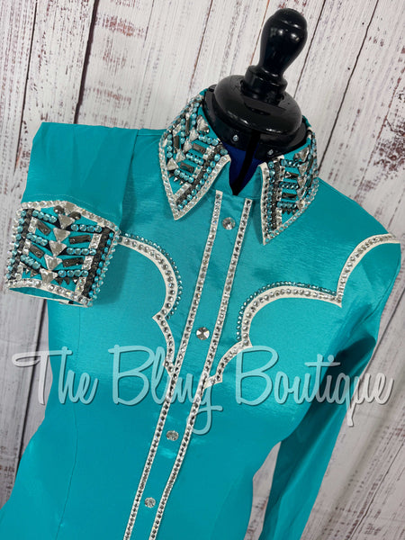 Teal, Gunmetal & White Day Shirt Set (Large)