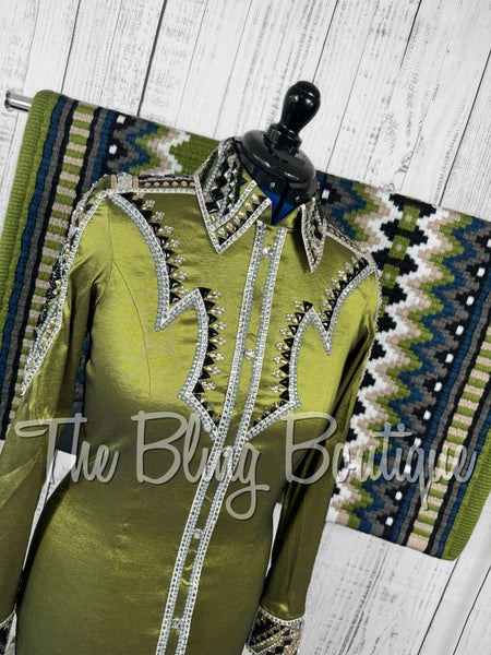Light Olive Green, Grey, Tan, White & Black Day Shirt Set (Medium)