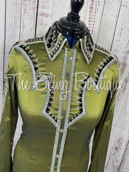 Light Olive Green, Grey, Tan, White & Black Day Shirt Set (Medium)