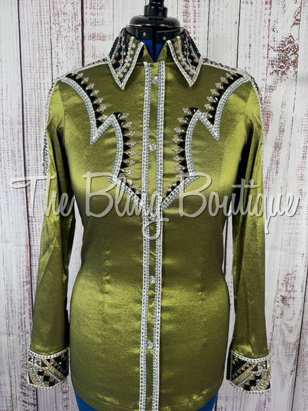 Light Olive Green, Grey, Tan, White & Black Day Shirt Set (Medium)