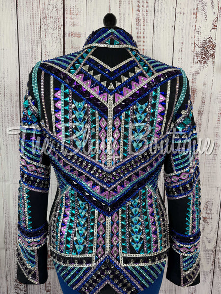 Black, Turquoise, Purple & Royal Blue Showmanship Jacket (Large/XL)