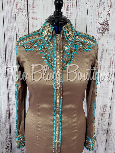 RE-ORDER Mocha, Turquoise & Teal Day Shirt Set  (Choose Your Size)