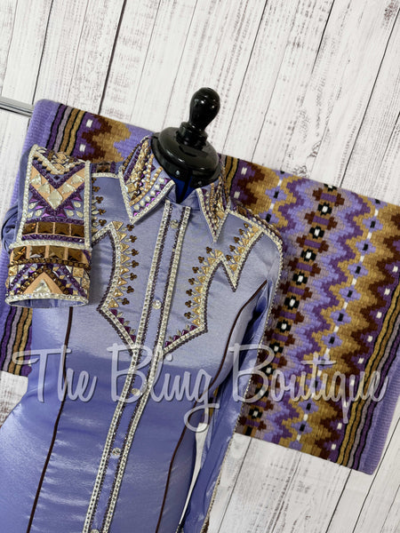 Lavender, Chocolate, Tan & Purple Black Day Shirt Set (Medium)