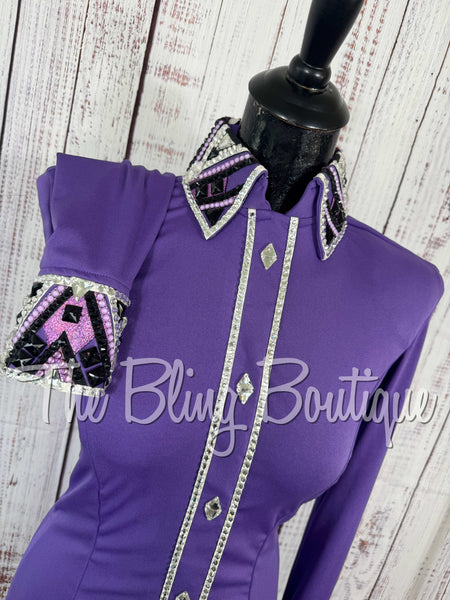 Purple, Black & White Day Shirt Set (Small)